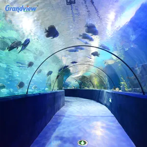 Oceanarium satu kali cor panel transparan melengkung, lembaran bawah air akrilik besar fantastis terowongan tangki akuarium