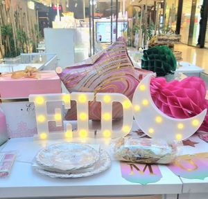 Muslim Home Party Table Decoration Ramadan Mubarak Eid <b>Light</b> <b>up</b> Letters White Plastic 30SET Reusable - Product Image 1