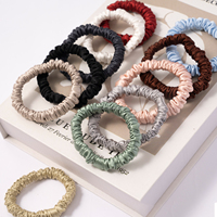 Chouchous en Soie de Mûrier 100% Véritable de Haute Qualité, 1 cm de large, avec Logo Personnalisé, Motif Uni, Attache-queue de Cheval, Bandeau en Soie Américaine