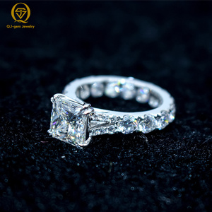 Anillo de Oro Blanco de 18K de la Serie de Diamantes Completos de Lujo, Corte Princesa Cuadrado, Diamante Cultivado en Laboratorio de Alta Claridad con Certificado IGI para Regalo - Product Image 2