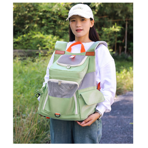 Cat <b>Backpack</b> Large Capacity Breathable Oxford Fabric <b>Pet</b> <b>Carrier</b> For Travel Outdoor Use Haze Blue Color - Product Image 2
