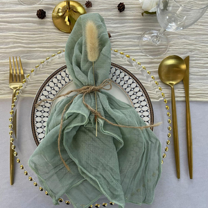 Serviettes en tissu de fromage en coton de haute qualité Serviettes brodées à la main pour les mariages et les fêtes Nappe lavable - Product Image 1