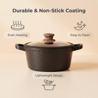Ensemble de casseroles de cuisine en aluminium moulé sous pression, revêtement marbré antiadhésif, couvercle en verre silicone, compatible induction, personnalisable avec logo OEM, vente en gros