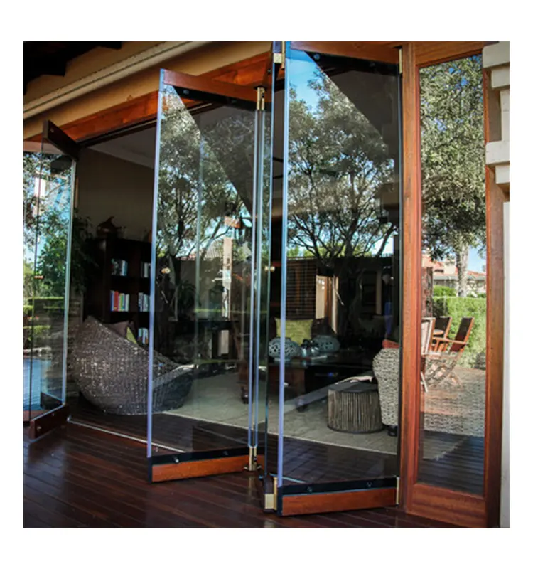 Topbright porte in vetro senza cornice interni porte a soffietto isolato porta pieghevole in alluminio temperato lowes satinato