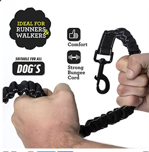 Correa de perro de poliéster ajustable reflectante con asas acolchadas dobles manos libres con bolsa de cremallera, decoración de bufanda para caminar y trotar - Product Image 2