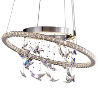 Lámpara de Araña LED de Cristal de Lujo, Moderna, con Anillo, Tamaño Mediano, Antideslumbrante, para Sala de Estar, Comedor, Dormitorio