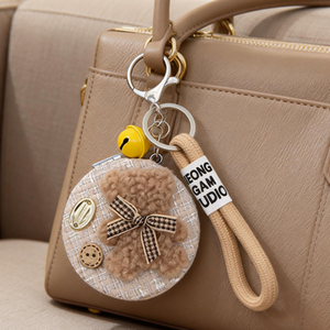 Miroir à poils brodé <span class=keywords><strong>papillon</strong></span>, pendentif de <span class=keywords><strong>sac</strong></span>, miroir de maquillage, porte-clés, miroir pliable portable double face 2x personnalisable - Product Image 2