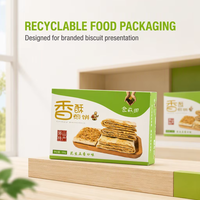 Emballage en boîte de papier pour biscuits et chewing-gums, en matériaux recyclés de qualité alimentaire, pliable, avec laminage mat, certifié ISO9001, gaufrage