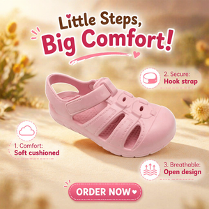 Sandales d'été unisexes en EVA injecté pour enfants, chaussures de marche pour tout-petits, sabots respirants antidérapants pour bébés filles et garçons - Product Image 5