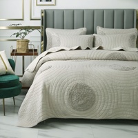Couette rembourrée matelassée de couleur unie literie couverte drap de lit en coton lavé ensemble de trois pièces couette de climatisation d'été à ultrasons