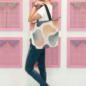 Abstract Pattern <b>Canvas</b> Tote <b>Bag</b> Zipper Shoulder Handbag <b>Large</b> Capacity Custom Shopping Travel <b>Bag</b> - Product Image 6