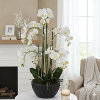 Plante en pot d'orchidée Phalaenopsis blanche artificielle personnalisée de 60 cm, fleur au toucher réel, décoration de table pour la maison et le bureau