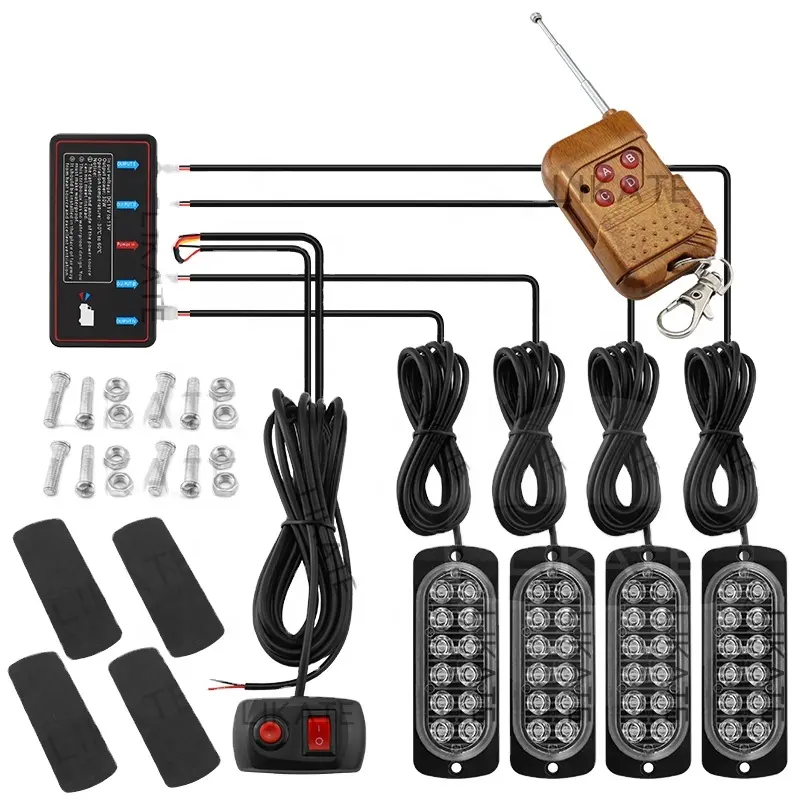 방수 Led 12 24 볼트 12Led 번쩍이는 빛 무선 원격 제어 Led 하나 끌기 4 조각 12leds 독수리 눈 일 경고등