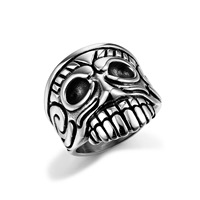 Cincin Perhiasan Fashion Baja Tahan Karat Tengkorak Dominan Gaya Hip Hop Punk Gothic untuk Pria Produsen Grosir Hadiah Ulang Tahun
