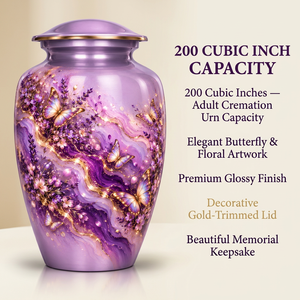 Urne funéraire personnalisée de style américain pour cendres humaines, 200 pouces cubes, pour adulte, commémorative, avec motif floral et papillon, vente en gros - Product Image 3