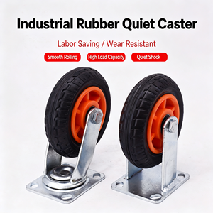 Industrial Rubber Caster <b>Wheel</b> 4 Inch Swivel Ball Bearing No Brake 95×65 mm Base Plate Flat Type Silent Operation - Product Image 3