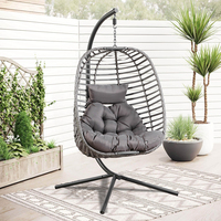Fauteuil suspendu moderne en aluminium avec corde pliable, résistant aux intempéries, en osier, pour balcon, patio, résistant aux UV, mobilier d'extérieur
