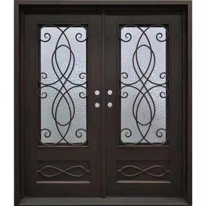 Puerta Francesa de Hierro Forjado Estilo Colonial Español, Directo de Fábrica, Forjada a Mano, con Adornos Ornamentados, Doble Cristal, Puerta de Entrada Exterior - Product Image 2
