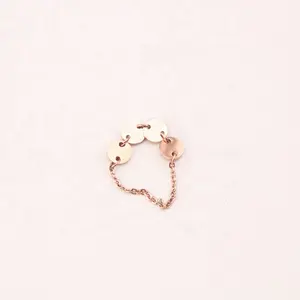 Chic jewelry rose gold small tiny disc sequins metal chain ring for girls