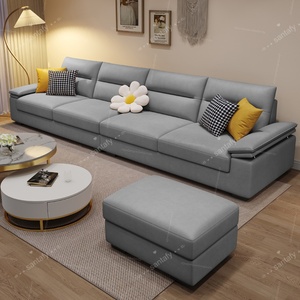 Nouveau style de canapé en L avec accoudoirs réglables, pieds en bois massif, design moderne pour petits appartements, ensemble de chaise longue - Product Image 3