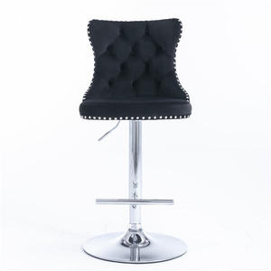 Tabourets de bar Db Furniture modernes rembourrés avec base chromée, pivotants, en velours, hauteur réglable de 25 à 33 pouces, pour style farmhouse - Product Image 2