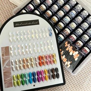 Ensemble de 48 poudres à ongles effet miroir brillant avec nuancier, teintes quatre saisons, vente en gros pour salons de manucure - Product Image 1