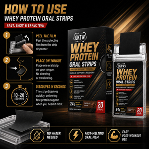 OKTW Whey Protein, bandes orales à dissolution rapide, saveur chocolat, croissance musculaire, récupération après l'entraînement, 20 bandes - Product Image 6