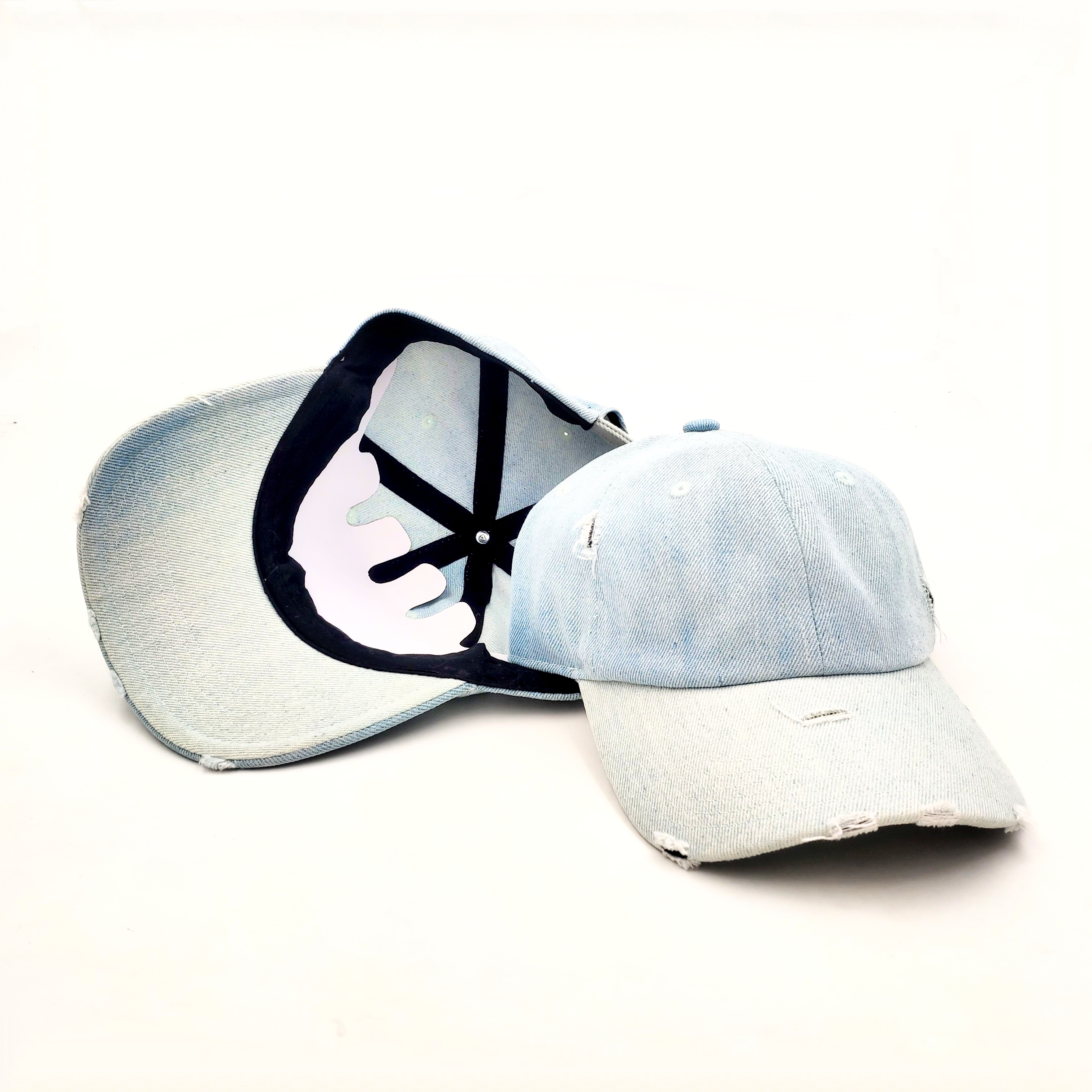 Custom Promotional  High Quality men and women Adjustable Dad Hat Washed Sports Hole Denim Faded Baseball Hat