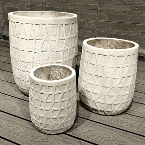 Modern Concrete Flower Pots <b>Set</b> <b>Square</b> Pattern Hand Carved Outdoor Garden Planters for Flower Green Plant Use - Product Image 1