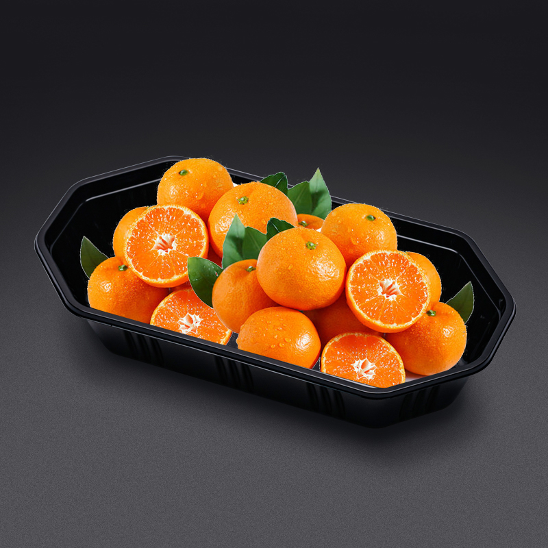 Internet Celebrity Boat-shaped Fruit Packaging Tray Disposable Coverless Rectangular Grape Durian Mango Thickened Packaging Tray