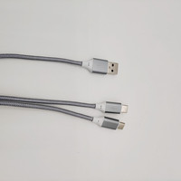 Cable USB A/C Multifuncional de Carga Rápida 3A 2.1A, Cable de Teléfono de Nailon TPE 3 en 1 con Conector Micro USB C, Blindaje Trenzado, Cobre Estañado