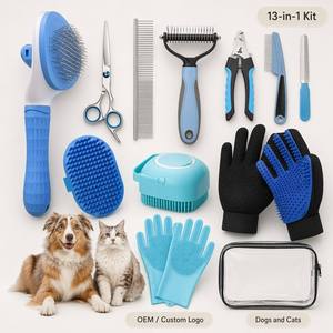 Set di 12 Pezzi Lusso Cartoon in Metallo <span class=keywords><strong>per</strong></span> la Rimozione dei Peli di Animali Domestici, Districante e Massaggiante, Include Tagliaunghie e Spazzole <span class=keywords><strong>per</strong></span> Gatti e <span class=keywords><strong>Cani</strong></span> - Product Image 1