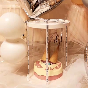 Wholesale Transparent Plastic Round Cake Gift Box 6 Inch Three Layers Cylinder Cake Box Round Birthday Cake Box