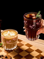 Tasse à café en verre blanc sans plomb, élégante et tendance, idéale pour l'Instagram, avec motif nœud papillon, pour Americano et lait