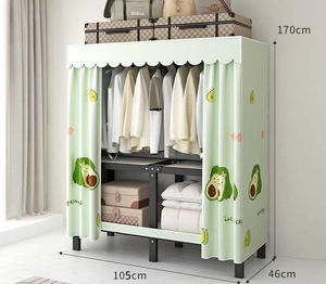 <span class=keywords><strong>Armario</strong></span> Plegable para Sala de Estar, Estantes de Acero Extraíbles con Cubierta de Tela Estampada Ecológica, Fábrica de Armarios - Product Image 2