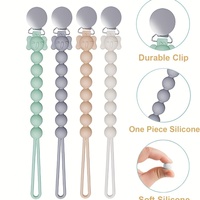 Articles pour bébés mignons et non toxiques, indispensables : attache-sucette pour nouveau-né avec motif d'éléphant, clip pour sucette en silicone de qualité alimentaire souple