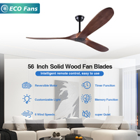 Ventilateur de plafond en bois massif de style européen de 42 pouces, avec éclairage LED, 3 pales, moteur DC à conversion de fréquence, télécommande, directement de l'usine