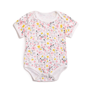 Pabrik Pakaian Bayi RTS Grosir Langsung 190GSM Katun Organik Musim Panas Ramah Lingkungan Lucu Unisex Baju Kodok Bayi Lengan Pendek Kancing - Product Image 2