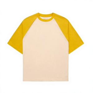 เสื้อยืดเบสบอลคอกลม แขนสั้น สีเหลืองเบจ ลายบล็อก 100% โพลีเอสเตอร์ ทรงปกติ สีพื้น สำหรับผู้ใหญ่ - Product Image 1