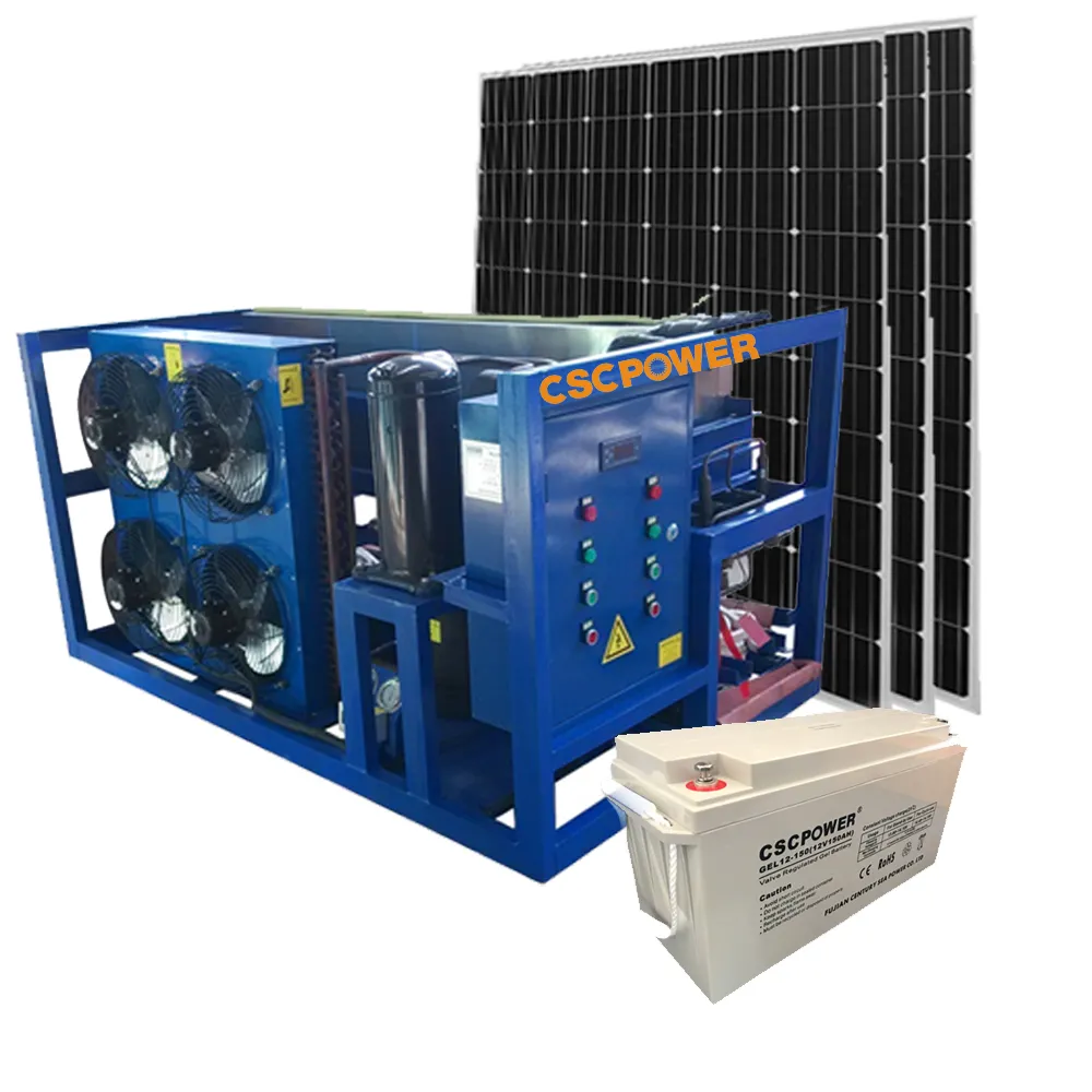 Commercial Solar Powered Ice Block Machine 1000kg Per Day Block Ice Maker 1Ton/24hours For Islands