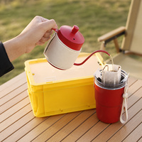 Ensemble de café portable pour l'extérieur OEM ODM avec bouilloire à bec de cygne, tasse de voyage, étui de transport et coffret cadeau