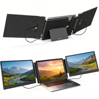 Moniteur portable triple 14 pouces pour ordinateur portable, écran étendu 1080P IPS, interface USB, compatible MacBook, PC Windows, jeux et bureau
