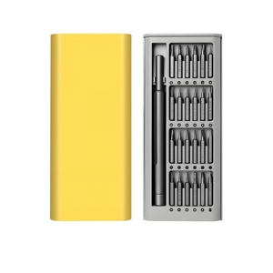 Jeu de 24 embouts de tournevis jaunes et gris, mini-outil de réparation de téléphone, tournevis de précision MYJ-6024P-AS, mini-jeu d'embouts de tournevis portables MY - Product Image 1