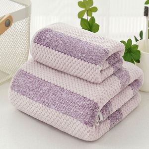 Serviette de Bain Simple et Confortable en Coton Rayée Antimicrobienne Tendance Rembourrée en Polaire Corail pour Adulte Douce pour la Peau Respirante Hôtel Spa - Product Image 4