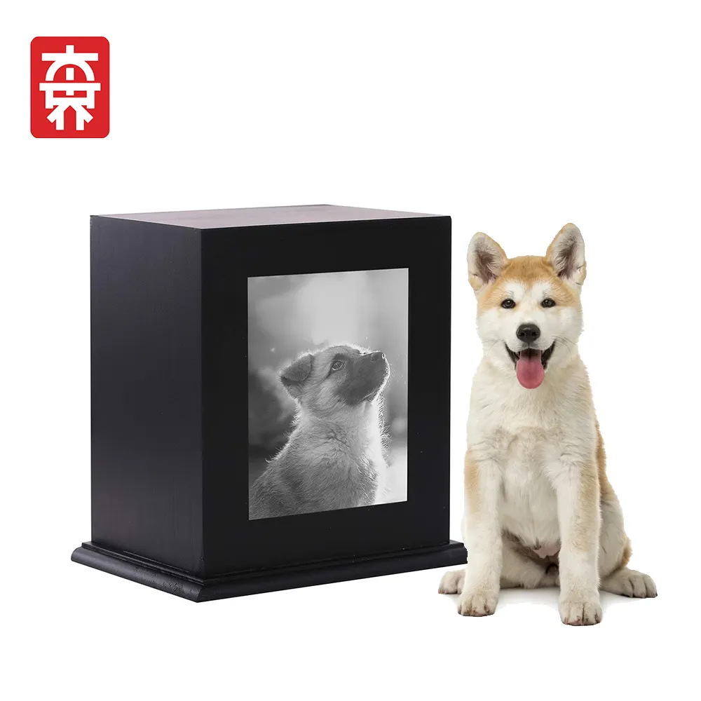 2024 Hot Sales Pet Urns For Dogs Ashes Memorial Coffin Dog Cat Urn Box Frame Funeral Wooden Urn Box For Pet Keepsake Gifts