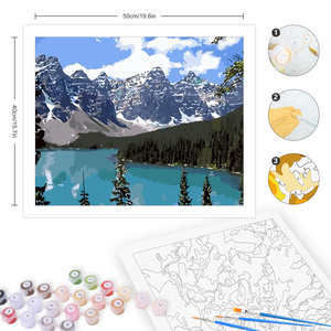 Tự làm bức tranh bằng số cho người lớn hiện đại hồ núi hình ảnh phong cảnh Acrylic sơn vải phong cách cổ điển cho người mới bắt đầu - Product Image 3