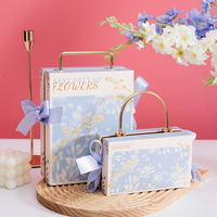 Boîte cadeau en carton rigide avec poignée en métal, style sac à main, emballage de luxe pour souvenirs de mariage