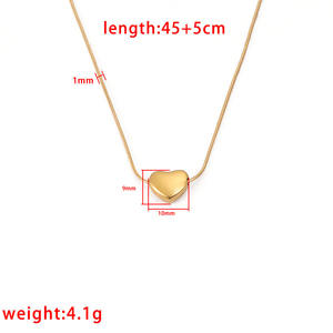 Acier Inoxydable Pvd Plaqué Or 3D Coeur Collier Snaky Chian Collier pour Filles Femmes - Product Image 2
