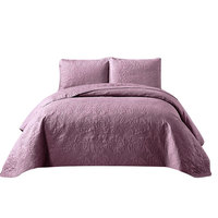 Ensemble de couvre-lit matelassé à ultrasons de couleur unie, couvre-lit en microfibre à motif circulaire gaufré, 3 pièces, literie toutes saisons