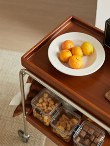 मुयू नए डिजाइन प्रीमियम 80*40*62 सेमी बॉक्स लकड़ी + स्टील + ठोस लकड़ी बहु परत बोर्ड ट्रॉली - Product Image 4